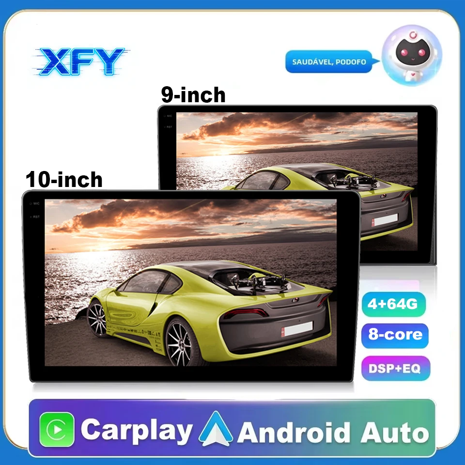 

2 DIN 9/10-дюймовая универсальная автомобильная магнитола с Android Auto и CarPlay, мультимедийный проигрыватель, GPS-автомагнитола, интеллектуальные автомобильные системы, НОВИНКА XFY