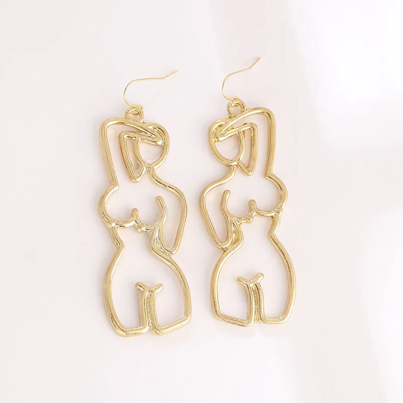 Sexy Beauty Human Silhouette Earrings For Women Personality Irregular Fashion Trend Banquet Party Jewelry Alloy Hanging Earrings
