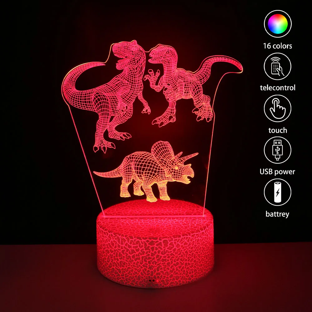 LED Dinosaurus Nachtlampje 16 Kleuren Lamp Afstandsbediening Touch Mood Lampen Kinderkamer Kinderkamer Decor Verjaardagscadeaus voor Jongens Meisjes ​