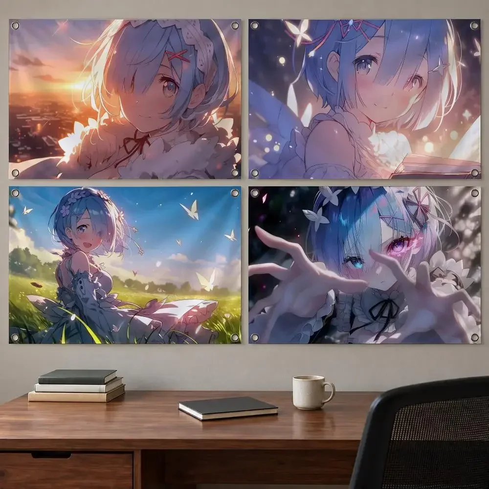 Fantasy Anime Re：Zero Flags Indoor Outdoor Wall Banner Party Decor Large Hanging Wall Backdrop