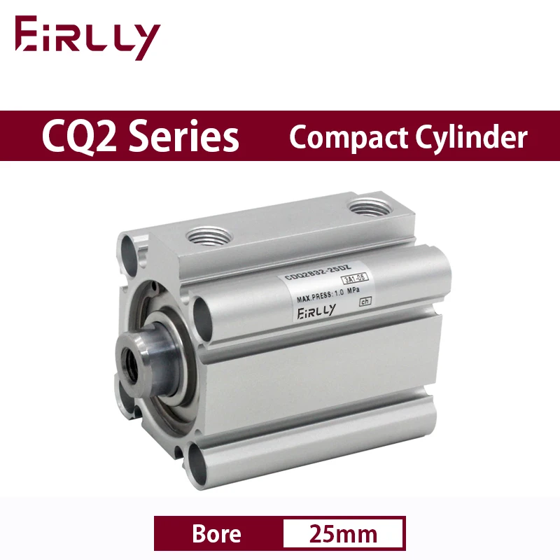 

CQ2B25 CDQ2B25 Compact Cylinder Standard Type Double Acting single Rod Bore 25mm stroke 5-50mm Female Thread