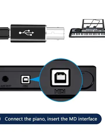 Suitable for type-c to square usb adapter electric piano electronic printer adapter TYPE-C female head to MIDI head drum
