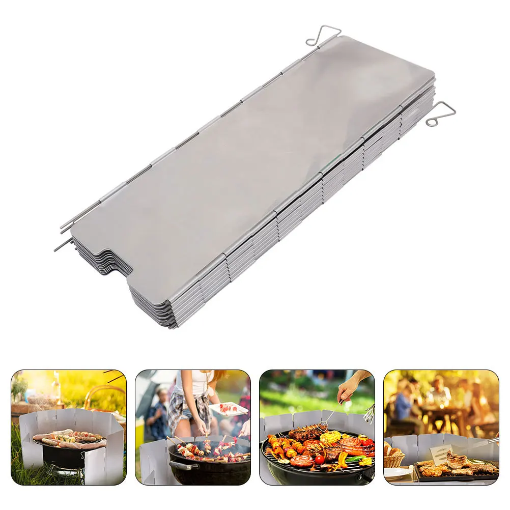 

Aluminum Alloy Folding Windscreen For Camping Stove Outdoor Bbq Windshield Portable Cooker Screen Grass Sand Snow Use Camping