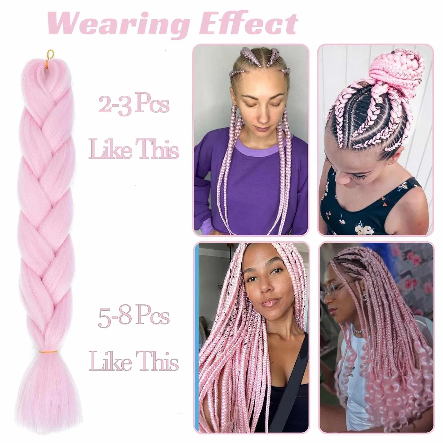 Synthetische Jumbo-Flechthaar-Zöpfe, Haarverlängerungen mit glitzerndem Flechten, Fl Lena für Twist Crochet Weave Braid Hair, 61 cm