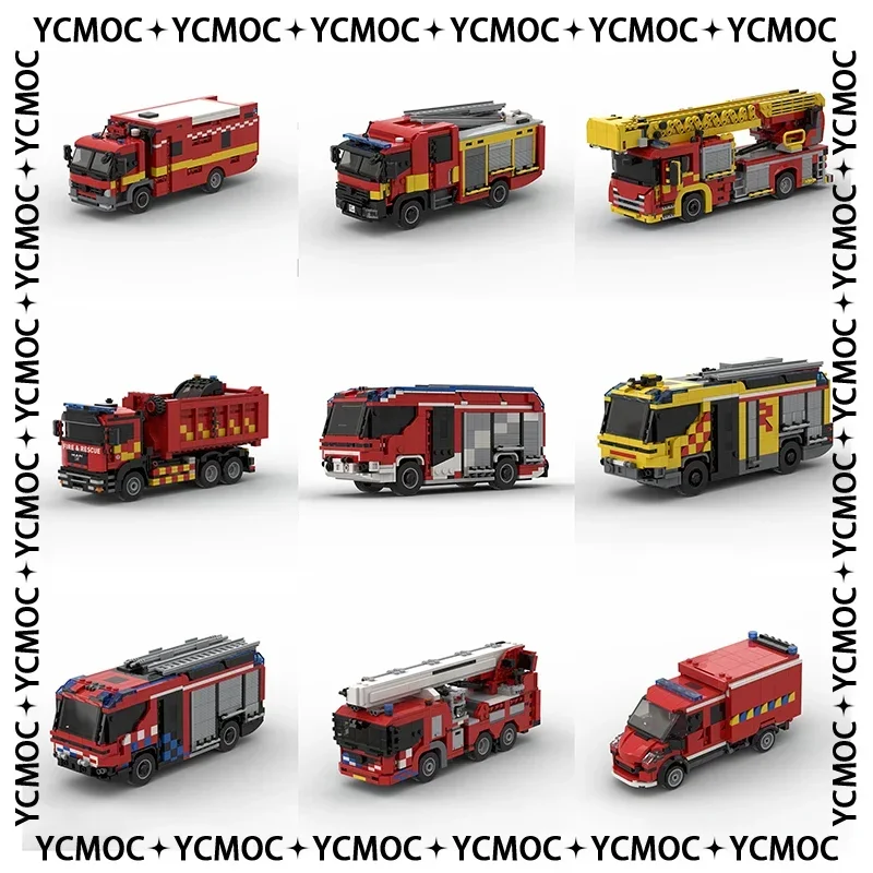 Car Series YcMoc Building Blocks Belgium Dutch New York London Fire Brigade Model Technology Bricks Brand-name Vehicle DIY Toys