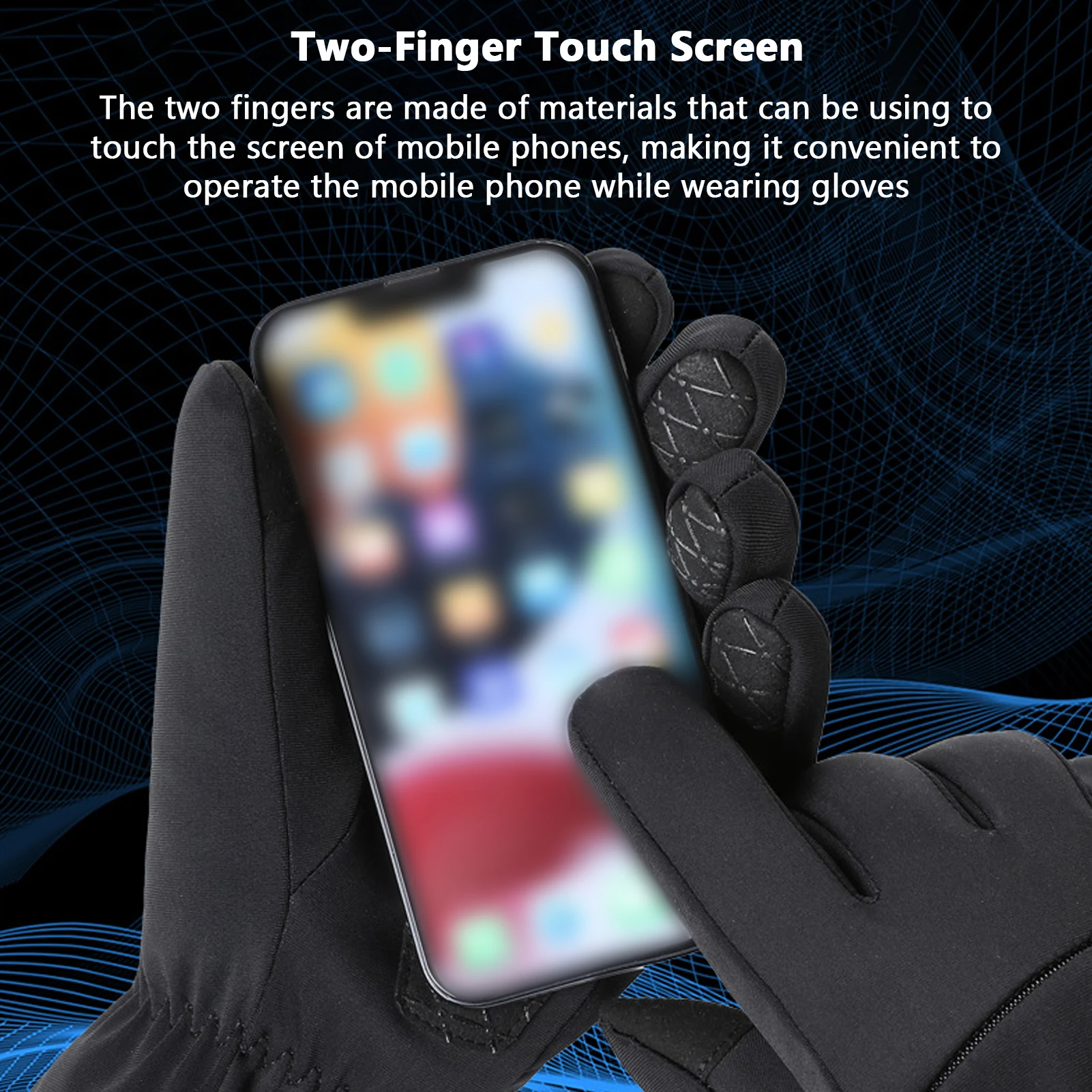 Guantes cálidos de invierno a prueba de lluvia a prueba de viento con palma de dos dedos antideslizantes para guantes de esquí guantes con pantalla táctil