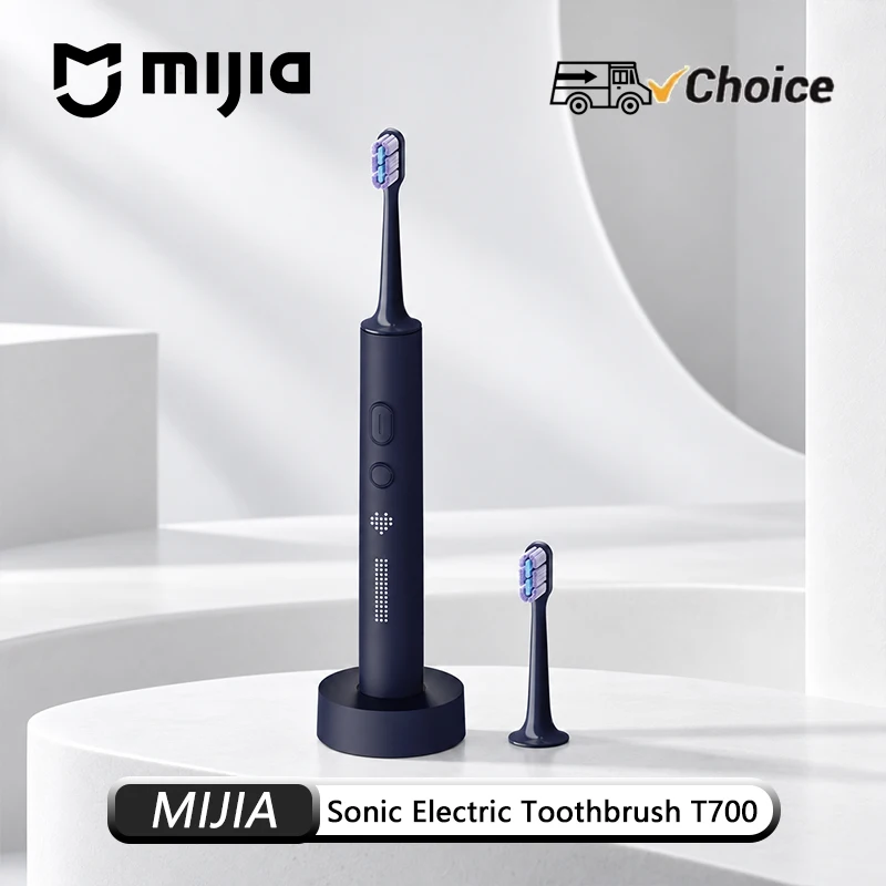 Original MIJIA Sonic Electric Toothbrush T700 LED Display Brushing Score 1050mAh Battery 24-Day IPX7 2 Brush Heads 6H Charge CN