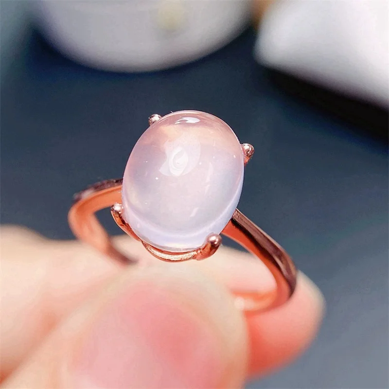 3ct Natural Rose Quartz Ring for Daily Wear 925 Silver 8mm*10mm Rose Quartz Jewelry 18K Gold Plating Gemstone Ring