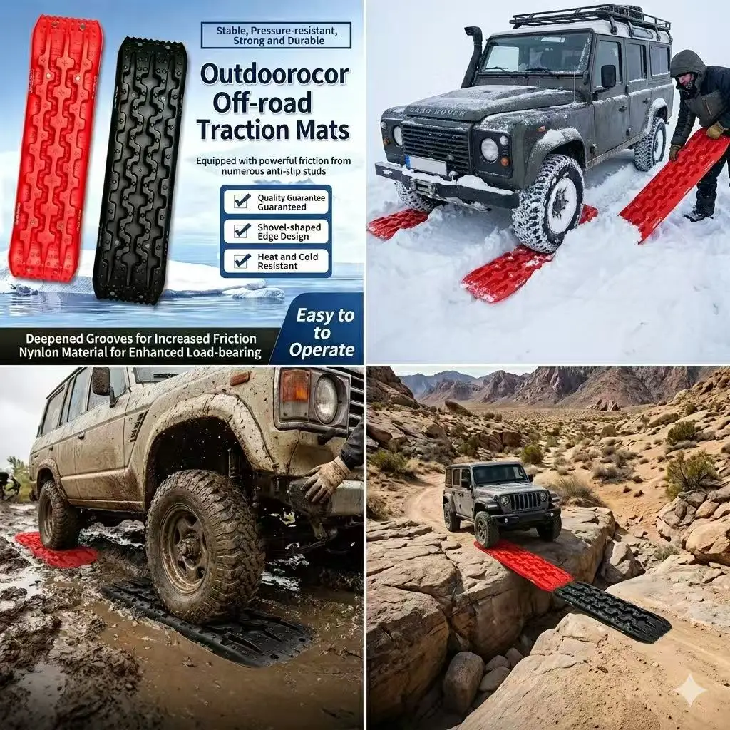 2PCS Car Offroad Recovery Traction Boards Anti-Slip Tire Escape Traction Mats for Mud Snow Sand