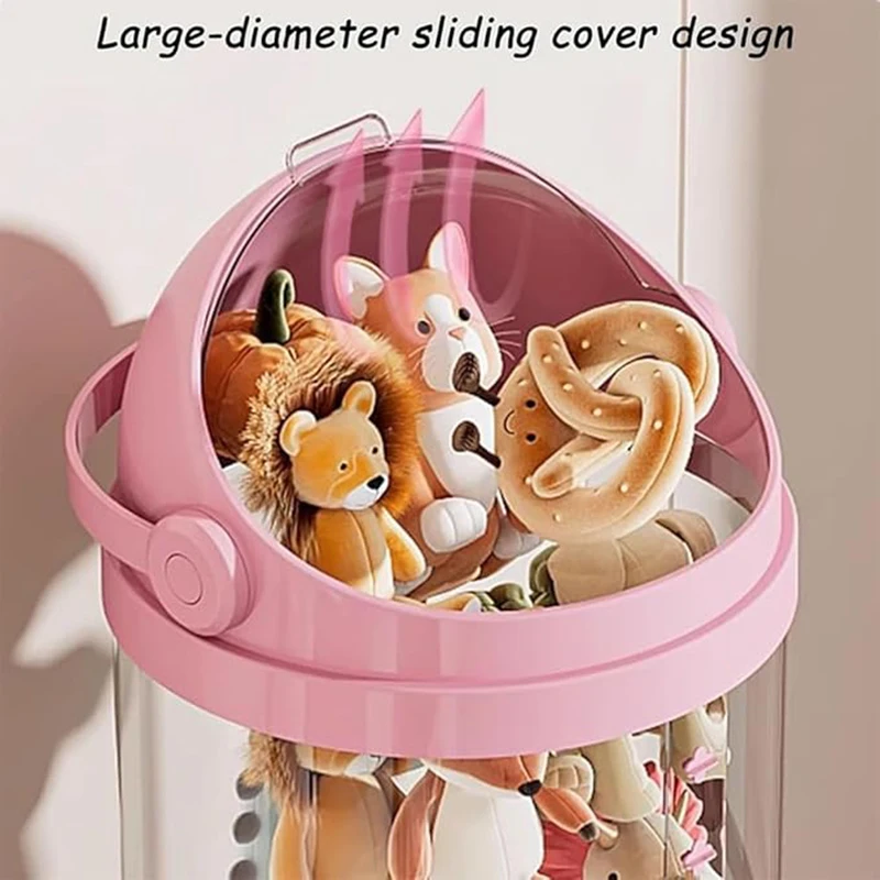 Doll Storage Bucket Toy Organizer Capacity Transparent Vertical Toy Organizer for Dolls Stuffed Dustproof Storage Bucket