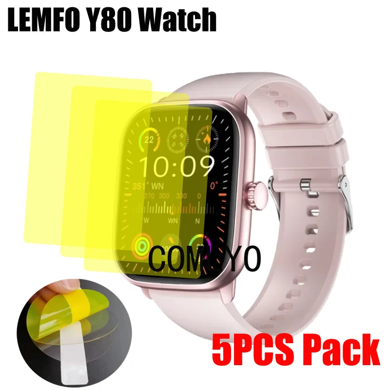 5PCS For LEMFO Y80 Smart watch Screen Protector Cover HD TPU Film