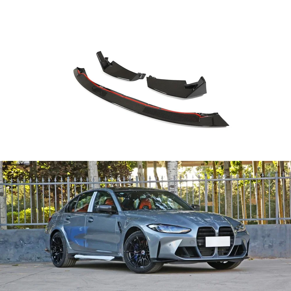 C Style G82 G80 Prepreg Dry Carbon Fiber Front Bumper Lip for BMW 4 Series G80 M3 G82 M4 Coupe 2-Door 2021-2022 Black Lower Lip