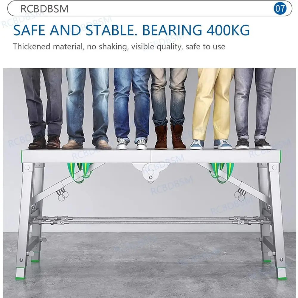 Multipurpose Folding Scaffolding Tower with 400kg Capacity, Height Adjustable Work Platform Bench, 140cm