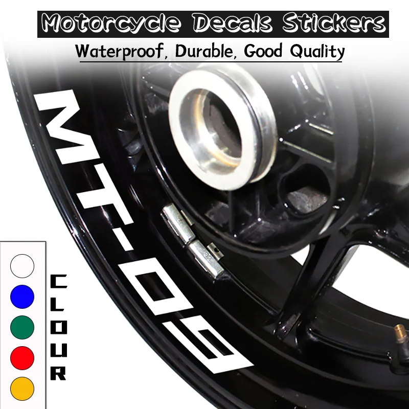 

For MT-09 MT09 MT 09 8 X CUSTOM Inner Rim Stickers Front Rear Wheel Reflective Decals Stickers STRIPES mt09