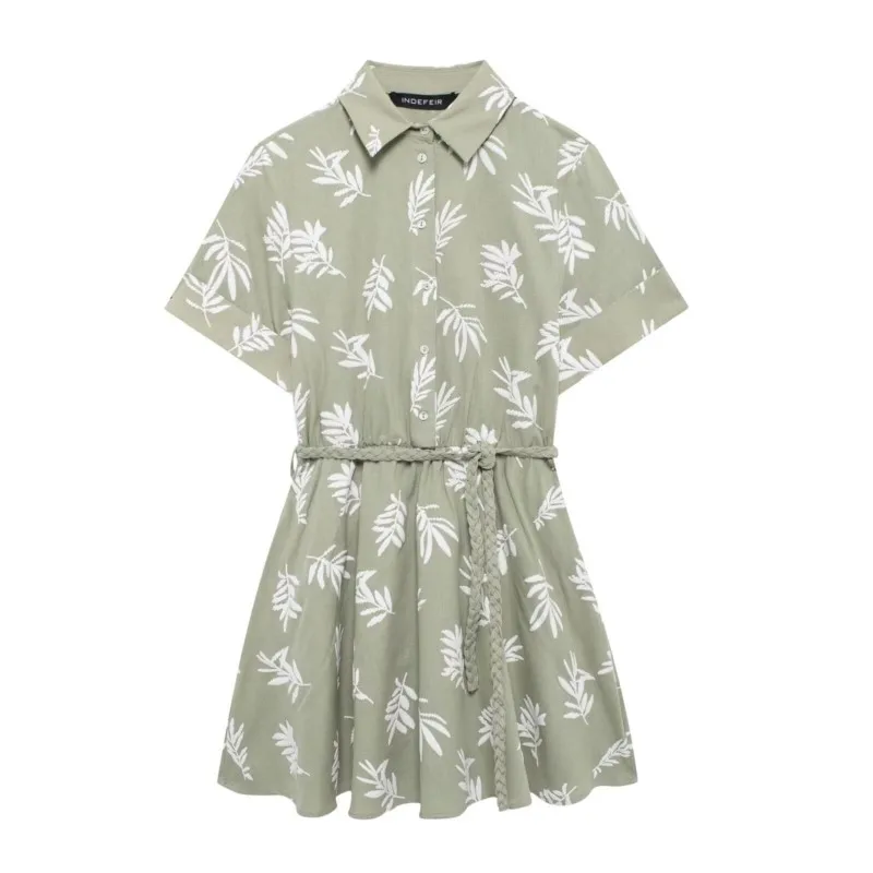 

Autumn 2024 new women's street fashion embroidered shirt-style dress