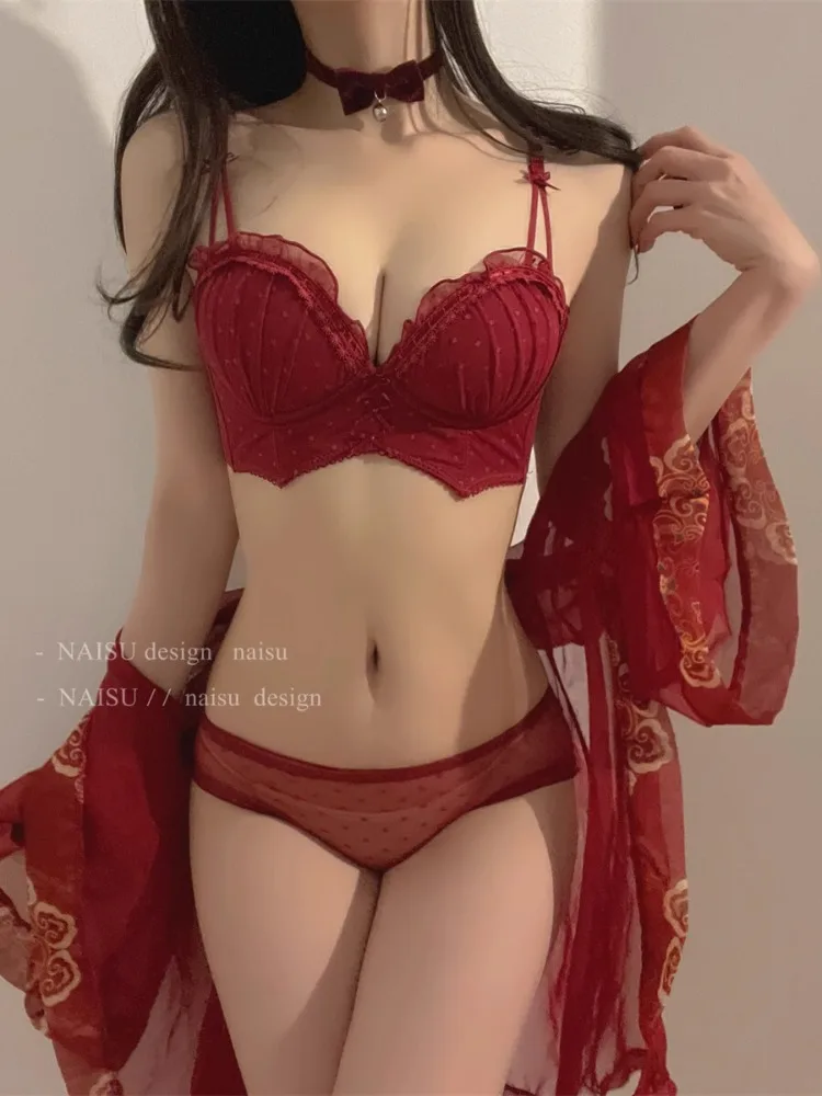 

YUQI Sexy Lace Bra - Spring/Autumn Push Up Bralette, Gather Small to Show Big Breasts, Anti-Sag Pure Desire Traceless Cover