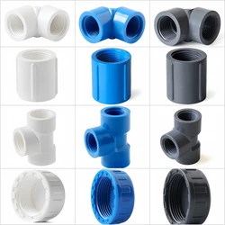 1/2 3/4 1 1.2 1.5 2 Inch PVC Pipe Female Threaded Connector Straight Elbow Tee 3-Way Adapter For Garden Irrigation Aquarium Pipe