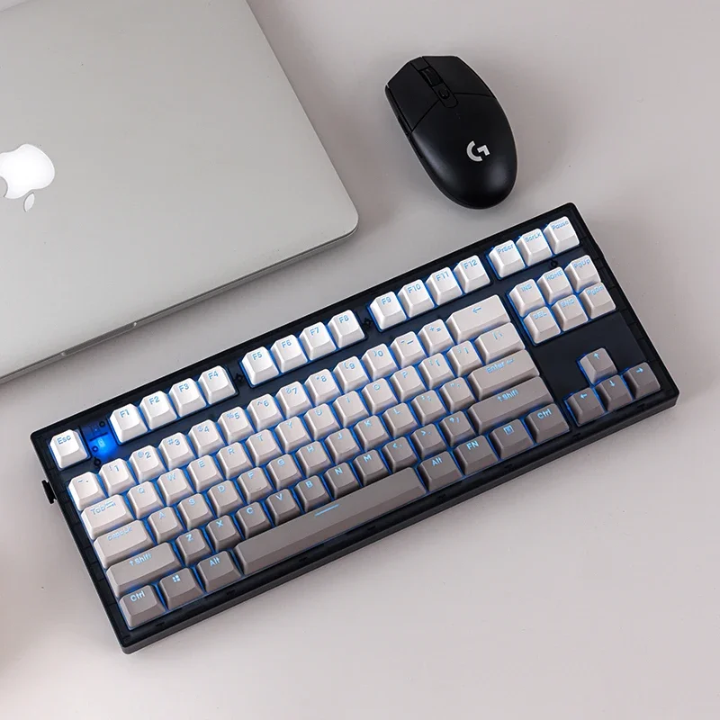 134 Keys Grey Gradient Keycaps OEM PBT Backlit Transparent Win Mac Side Top Print for Mechanical Keyboard AULA F75 Ajazz AK820
