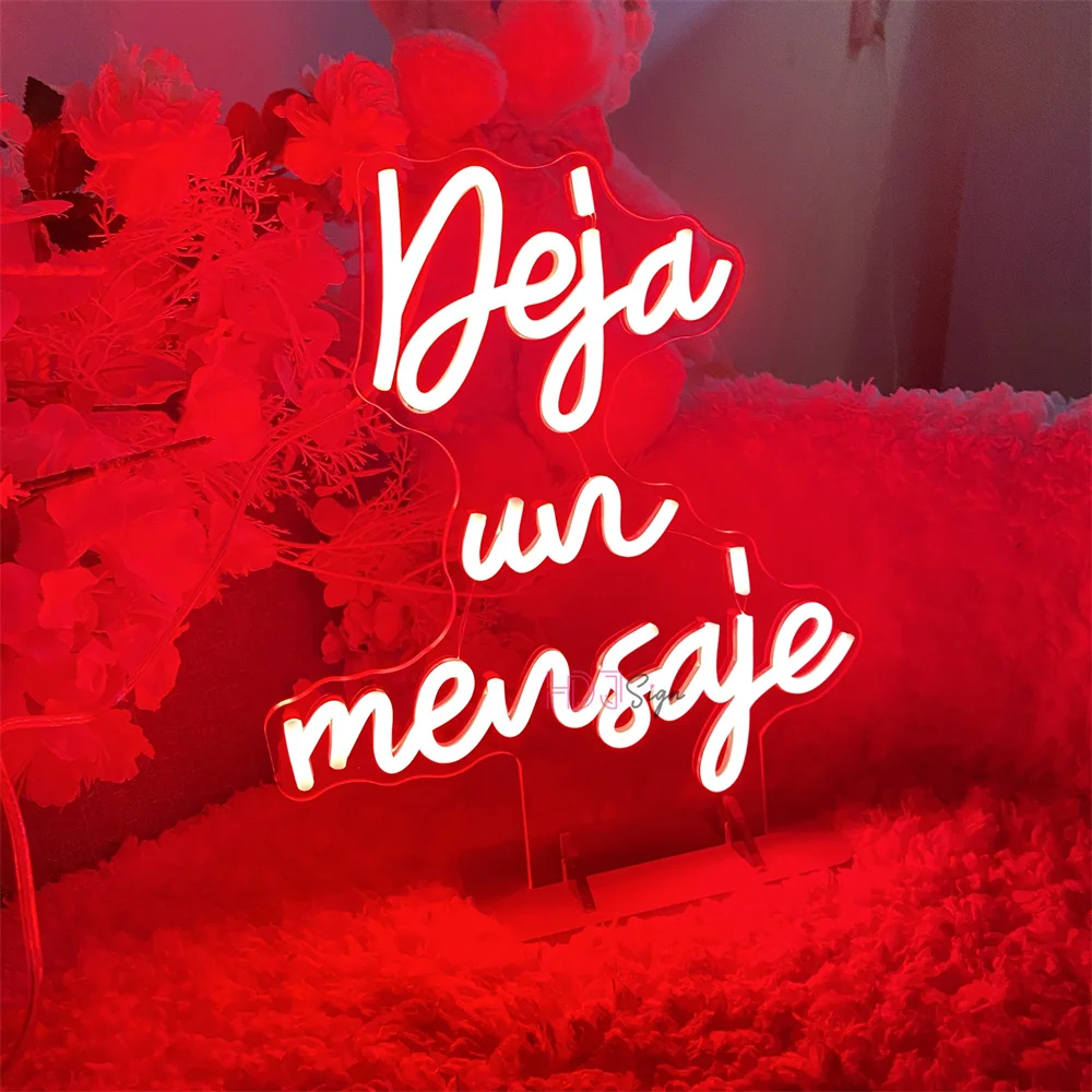 Imagem -02 - Deja un Mensaje Neon Led Sign Bedroom Party Table Decor Desk Night Lights Lâmpada Sinal de Neon Espanhol Casamento Decoração Café