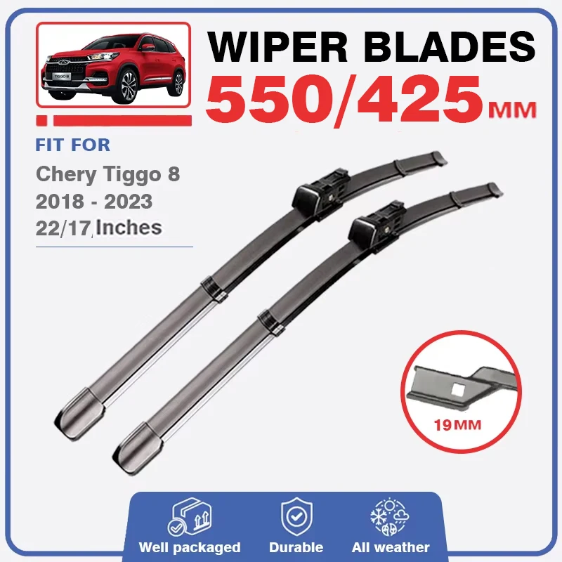 Front Rear Wiper Blades For Chery Tiggo 8 2018-2023 (Not for Tiggo 8 PRO/PLUS) Window Windscreen Windshield Brushes Accessories