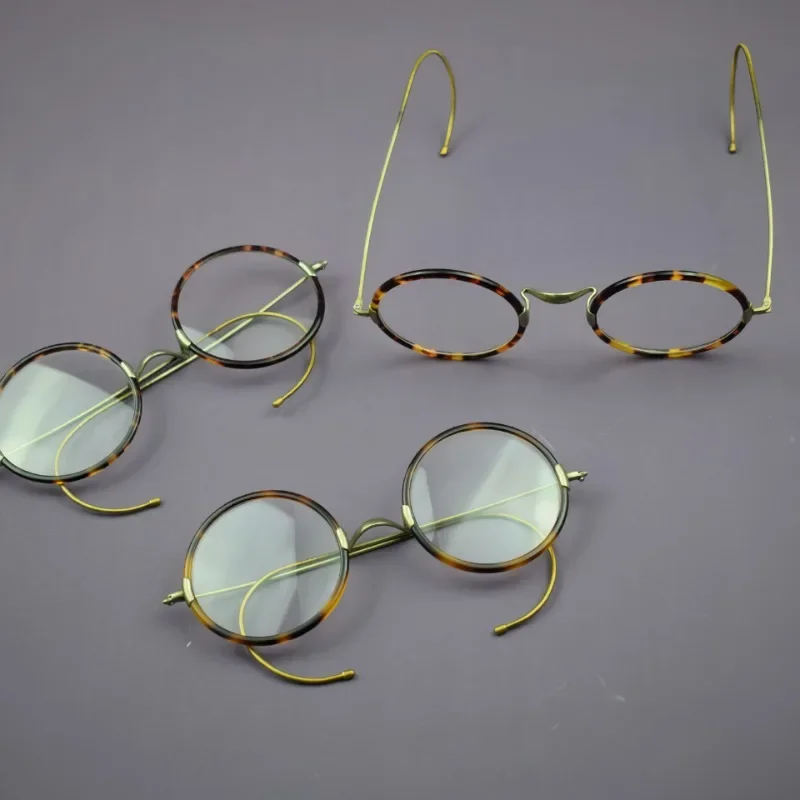 Round Tortoise Acetate Hanging Ear Type Optical Glasses Frames Fashion  ALLOY Designer Brand Women Men Reading Eyeglasses Myopia