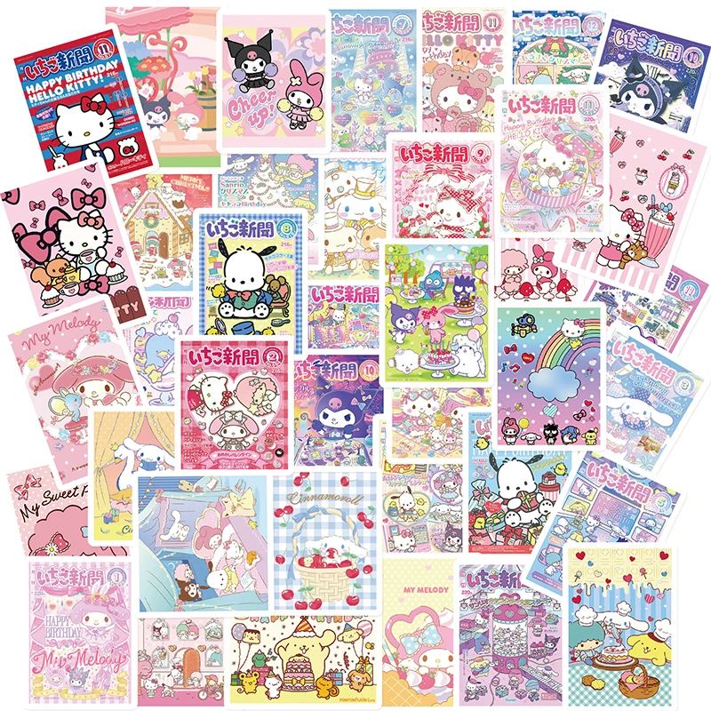 65 шт. Мультяшные постеры Sanrio наклейки Kawaii Girls Hello Kitty Kuromi наклейки DIY телефон дневник милые наклейки для детей игрушки