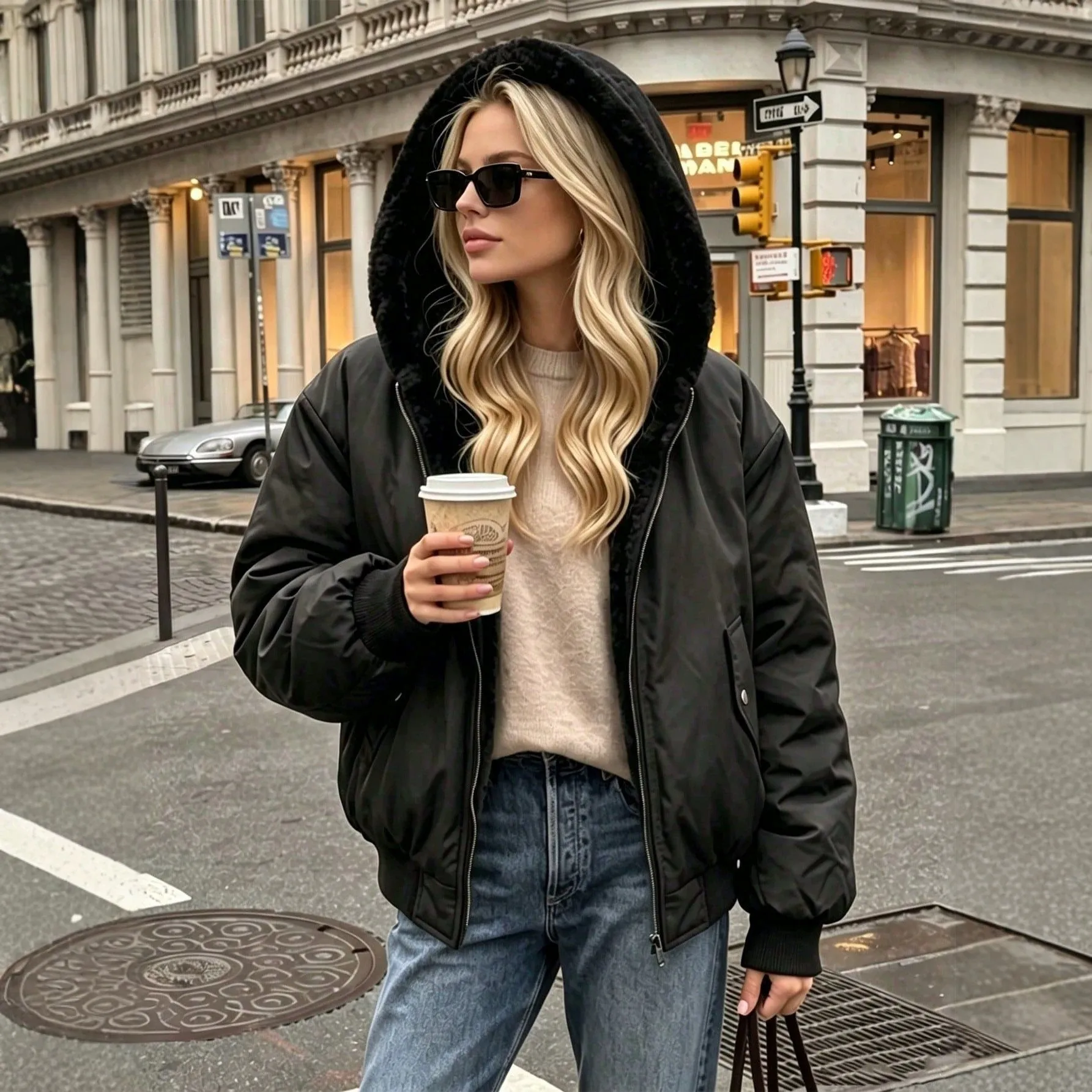 Hooded Long Sleeve Coat Mid Long Length Commuter Chic with Pocket Detail Regular Fit Winter Casual Zipper Closure Women Jacket