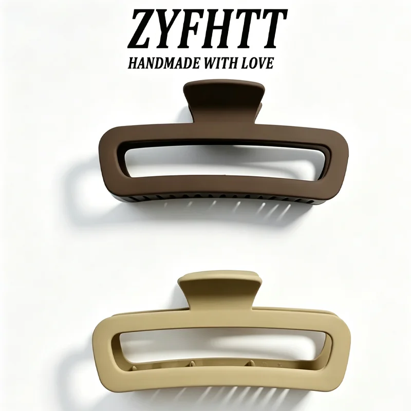 1/4 Stück ZYFHTT Einfarbige Matte Frosted Rechteckige Haarklammer für Frauen Täglicher Gebrauch Große Haifischklammer Modische Mädchen-Haarspange – Detail 17
