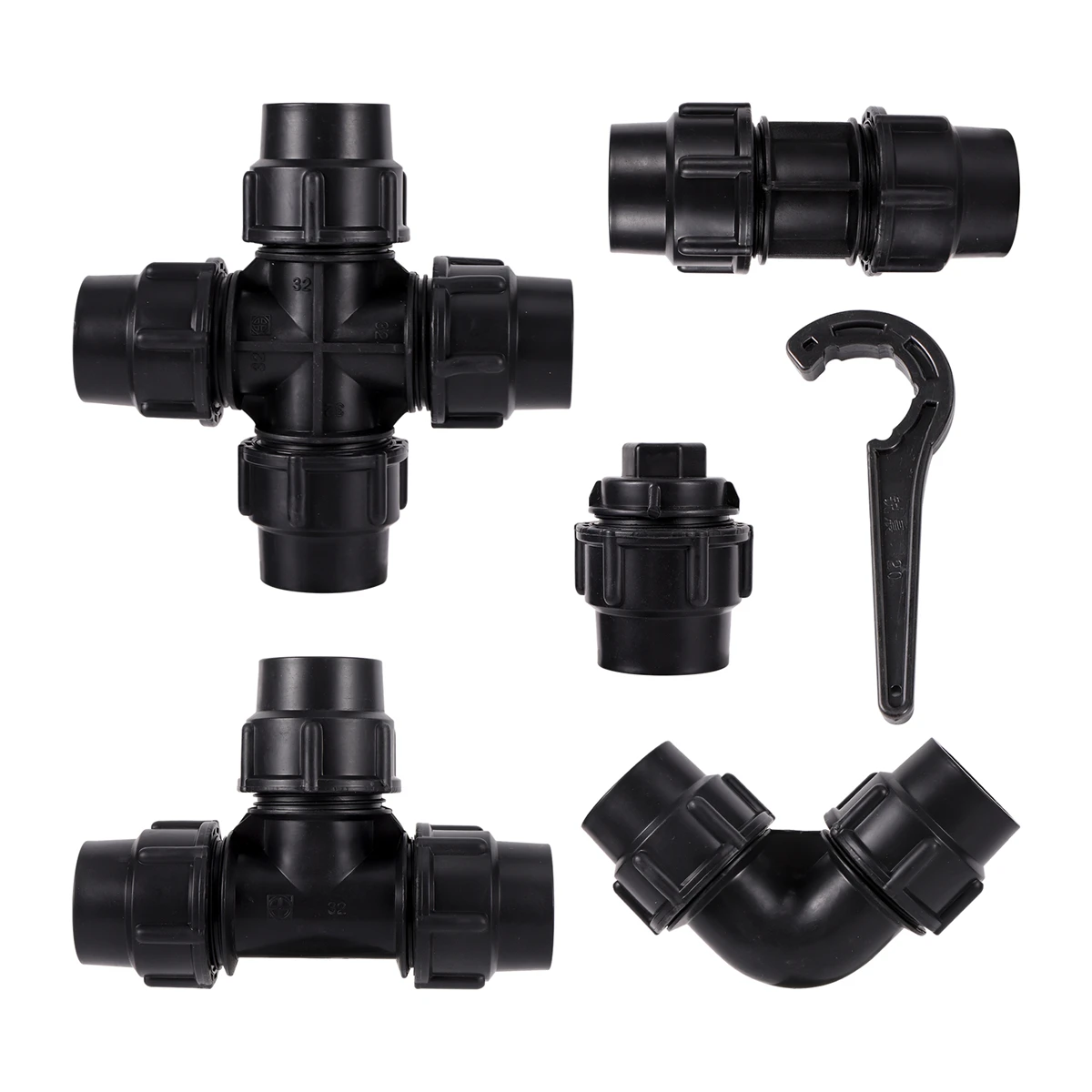 Plastic Black Quick Adapters Inner Diameter 20/25/32/40/50mm PVC PE Tube Tap Water Splitters Home Kitchen Water Pipe Accessories