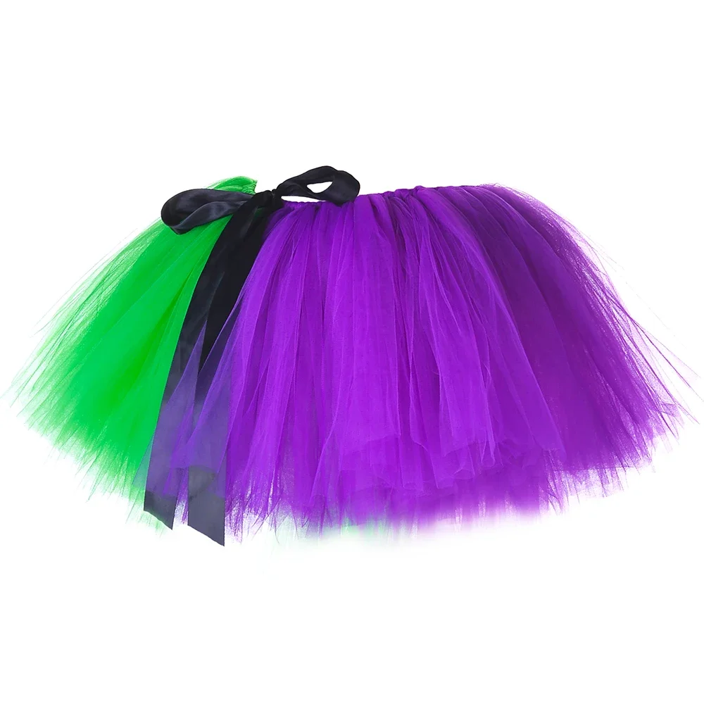 Green Purple Bat Joker Tutu Skirt Toddler Baby Girls Tutus Fluffy Mini Tulle Skirt Evil Clown Halloween Costume for Kids Clothes