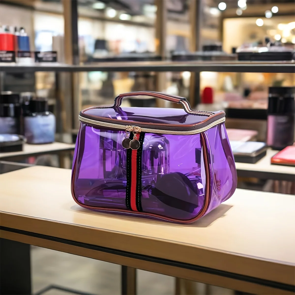 Transparente Große Kosmetiktasche für Damen Wasserdichte Sporttasche Reise-Toilettentasche Tragbare Aufbewahrung PVC-Material Boxform Geschenke – Detail 8