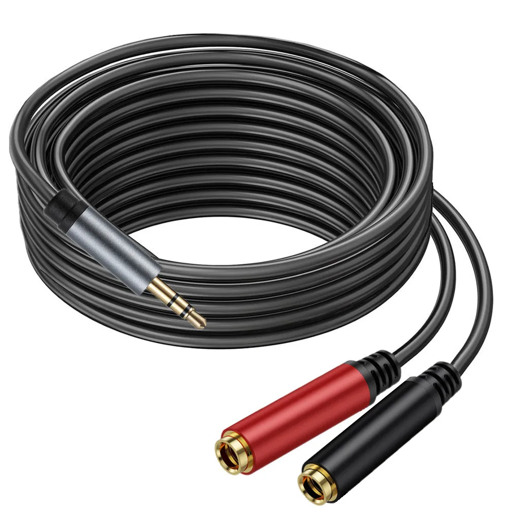 3 Pole 3.5mm Male Stereo TRS to Two 6.35mm (1/4 inch) TS Female Stereo Breakout Cable,6.35 6.5mm Y Splitter Adapter Cable
