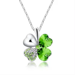 Crystal 4 Four Leaf Leaves Clover Pendant Necklaces Lover Birthday Gift Quality Fashion Jewelry Dropshipping Charm Girls Wedding