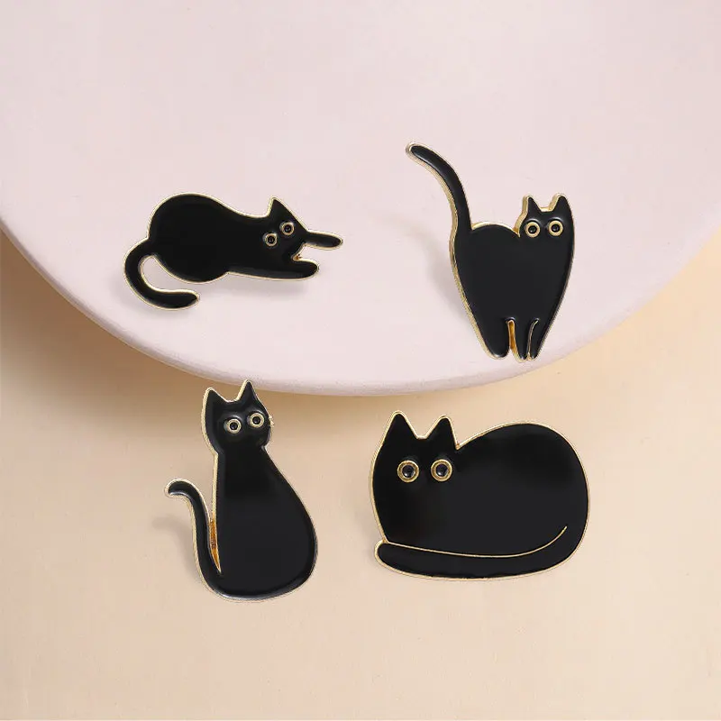 Animal Brooches Cartoon Abstract Kitten Metal Badges Small Gifts Wholesale Lapel Pins for Clothes Brooch Cap Pin Backpacks Badge