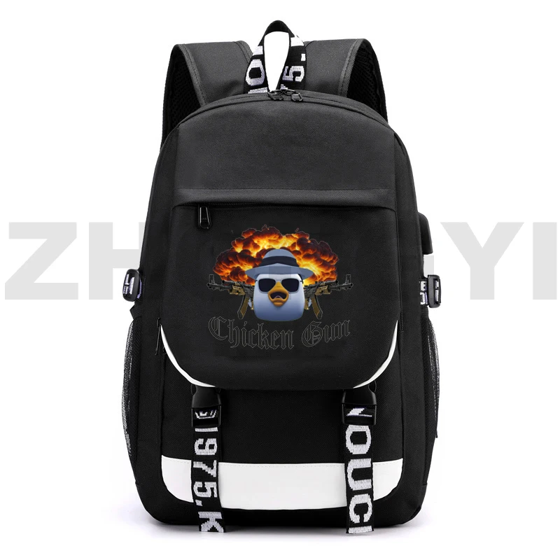 

Canvas Anime Chicken Gun Backpack Women Men Zipper Travel Laptop Mochila Chicken Gun Game School Backpack for Primary Students