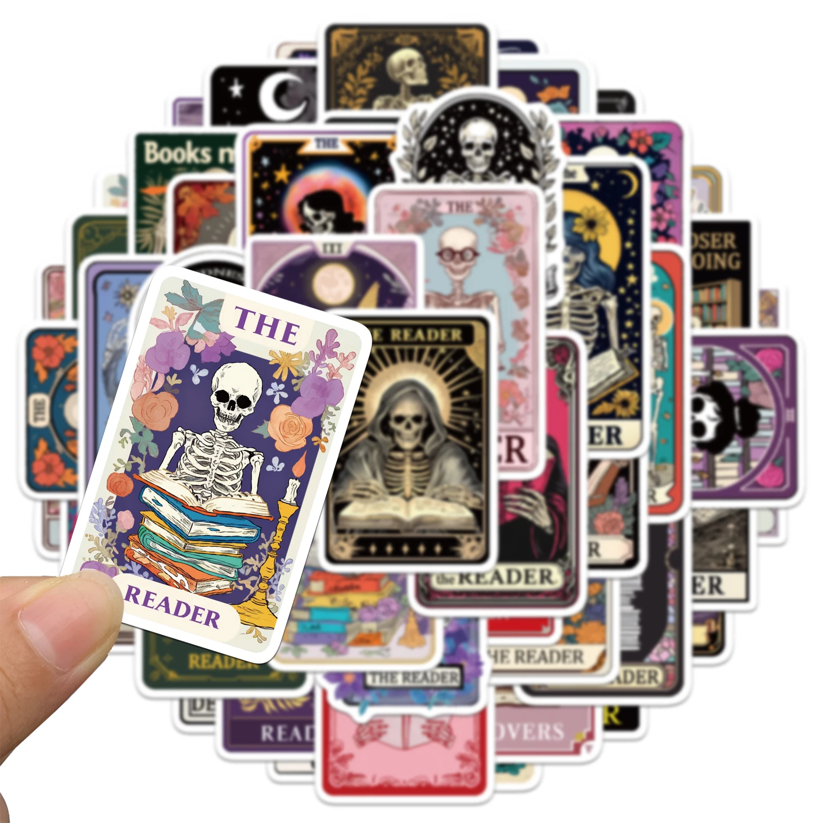 50PCS The Reader Dusty Tarot Card Stickers Exquisite Handbooks Material Phone Case Laptop Luggage Waterproof Stickers