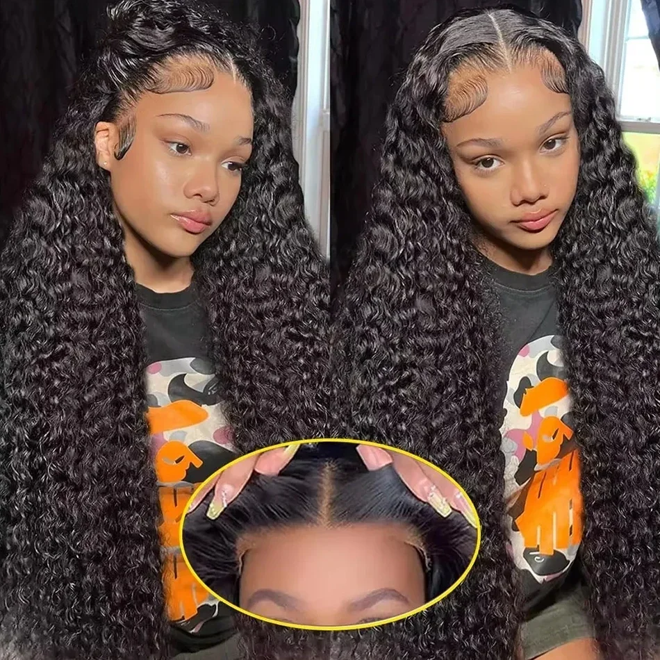 Perucas de cabelo humano preto 4x4 kinky encaracolado hd laço frontal perucas sem cola encaracolado cabelo humano wear and go 100% cabelo humano para mulher