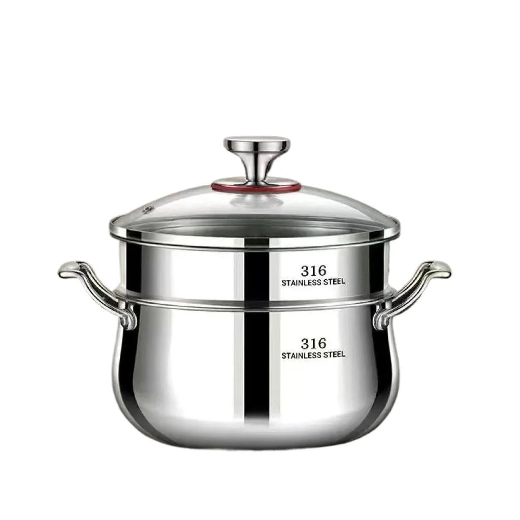 316extra Thick Stainless Steel Drum-shaped Soup Pot,cooking Pot,high Temperature Resistance and Anti-corrosion Induction Cooker