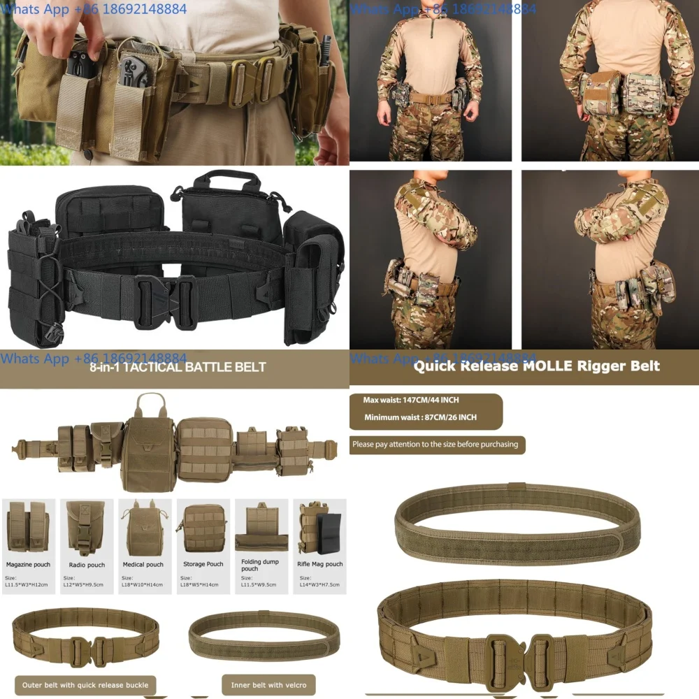 

Tactical Belt with Quick Release Waist Pack for Outdoor Patrol Multi Function