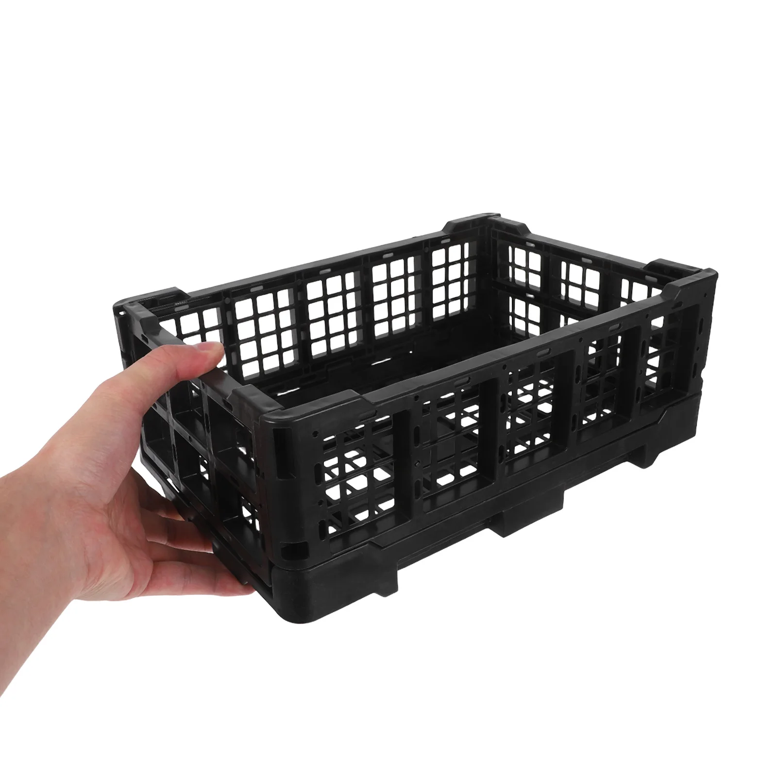 

2Pcs Foldable Plastic Storage Baskets Stable Organizer Boxes Yellow Multipurpose Storage Containers for Office Kitchen Bedroom