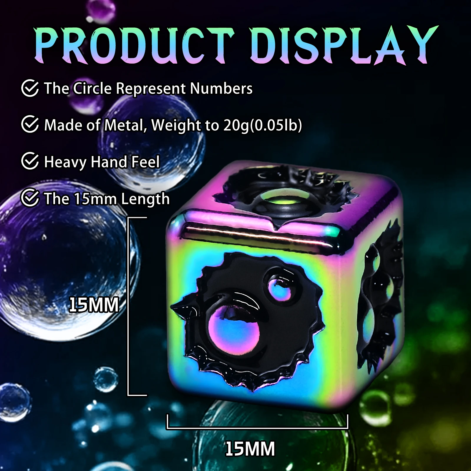 Metal D6 Dice, 6 Si… - image