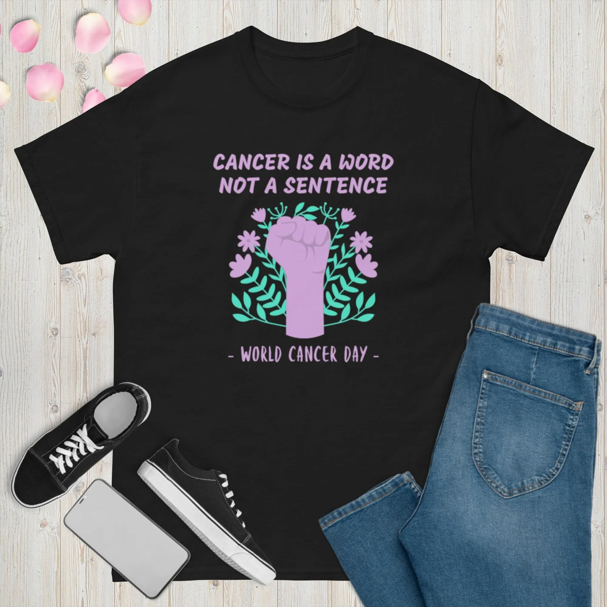 Inspirational Cancer Fighter T Shirt Motivational Quote Survivor Support Healing Vibes Purple Ribbon