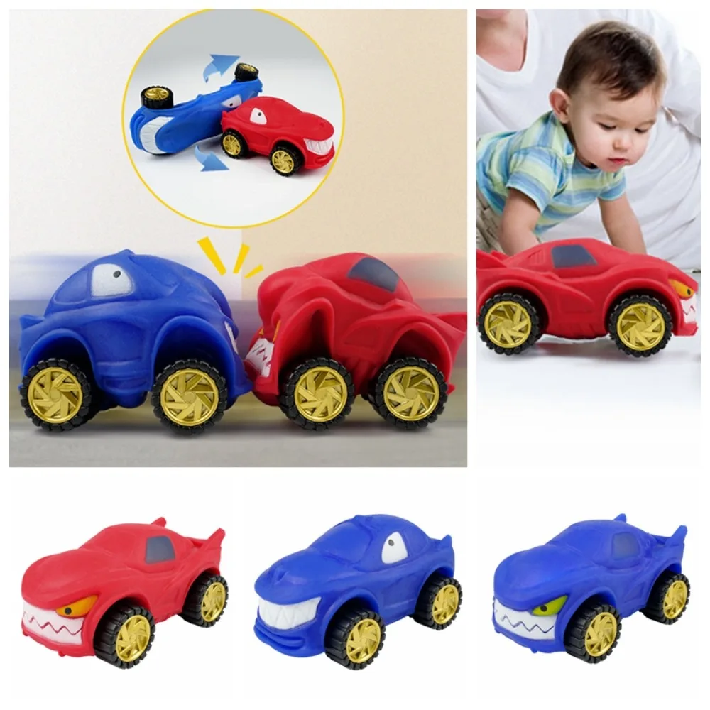 Squeeze tubarão estiramento carro brinquedo com roda de alta elasticidade alongamento carro brinquedo deslizante recuperação lenta macio dos desenhos animados brinquedo fidget