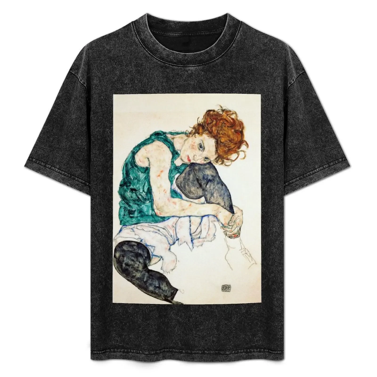 

Egon Schiele Seated Woman with Bent Knee T-Shirt affliction shirts anime clothes vintage anime shirt plain black t shirts men