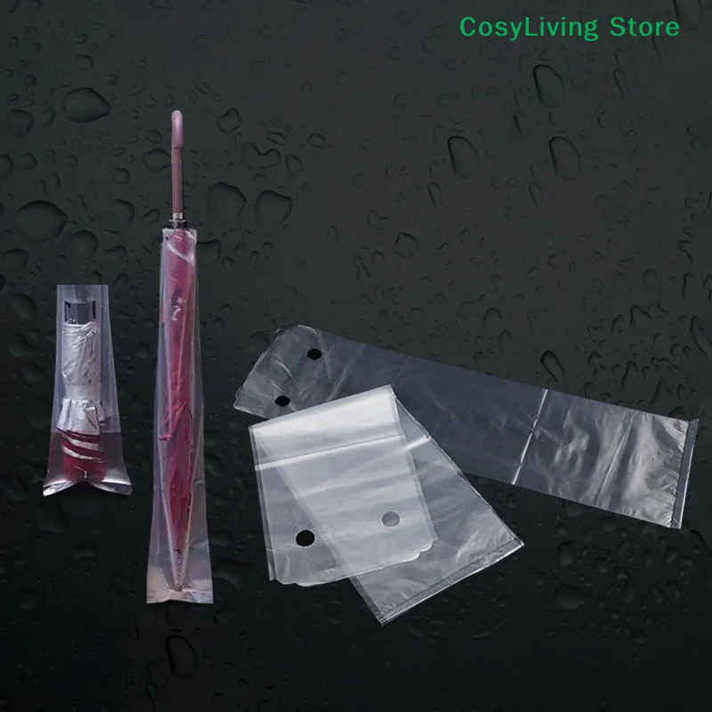 100 stücke Einweg Regenschirm Tasche Transparent Wasserdichte Kunststoff Regenschirm Abdeckung Für Hotel Lobby Tür Regenschirm Tasche
