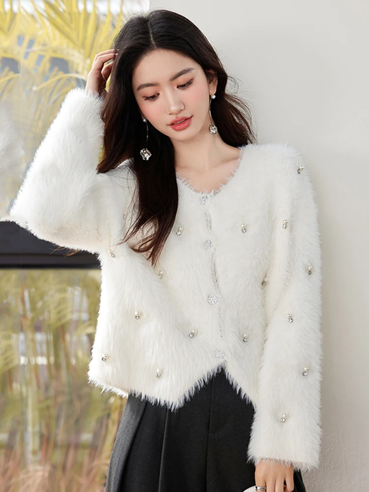  ort Plu Jaet Women's Winter Warm Furry Outerwear Stand Fit Commute Sle Button up Long Sve  Color