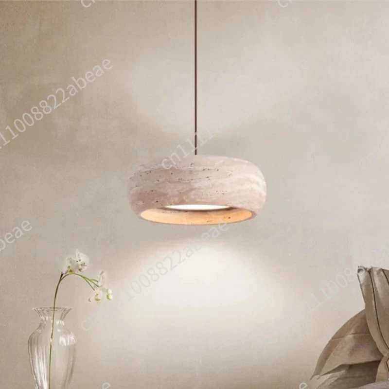 Modern Pendant Light Adjustable Pendant Lights with Yellow Travertine Lampshade LED 18W 3 Color Dining Room Bedroom