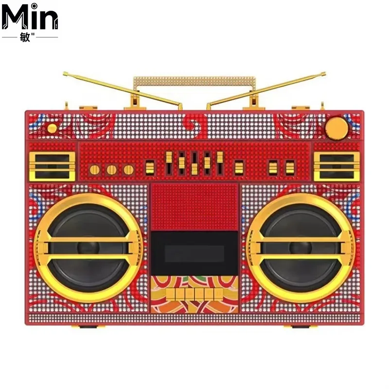 Portable Retro Bluetooth Boombox with AM FM Radio Built In Bluetooth Speaker for Home Outdoor Gift