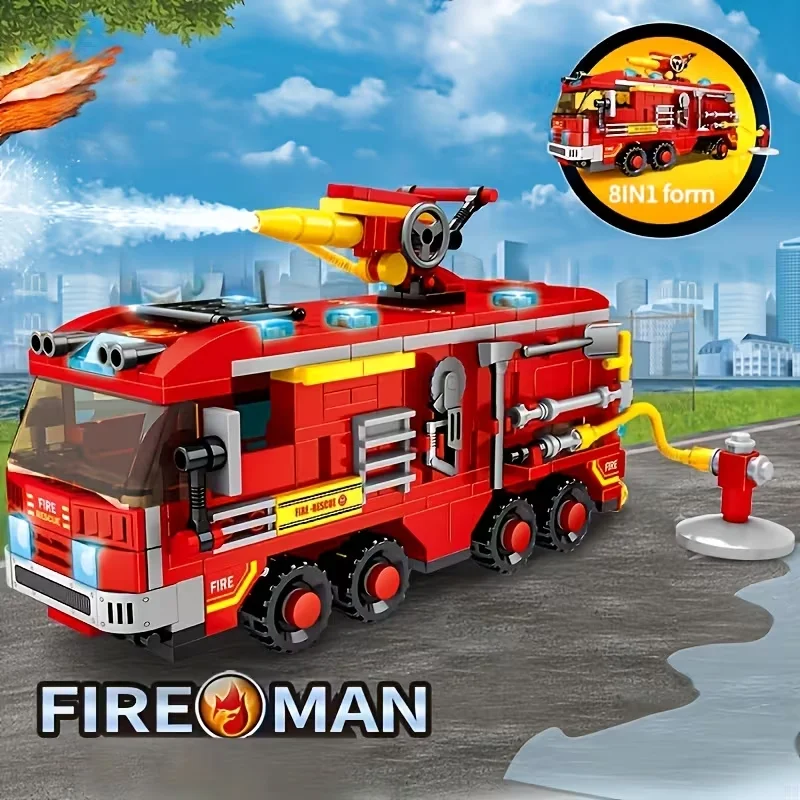 

Fire Station Building Set | Children's City Rescue Theme Construction Toy | Perfect STEM Gift for Holidays