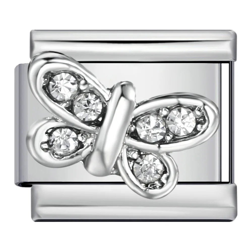 Modische Glasur mit eingelegten Zirkonia-Schmetterlingen, Vögeln und Delfinen, italienische Glieder, passend für 9mm Edelstahl-Armbänder, Schmuckherstellung zum Selbermachen – Detail 2